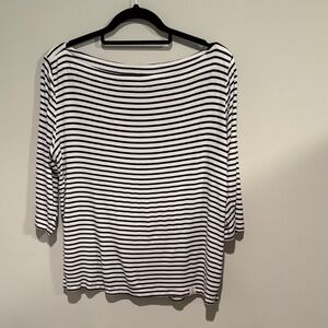 Navy and White Striped Women's Top